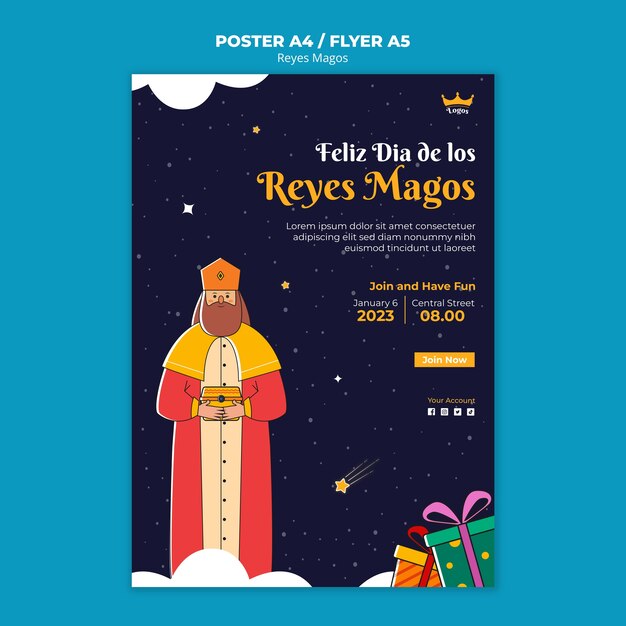 El cartel de la celebración de los reyes magos