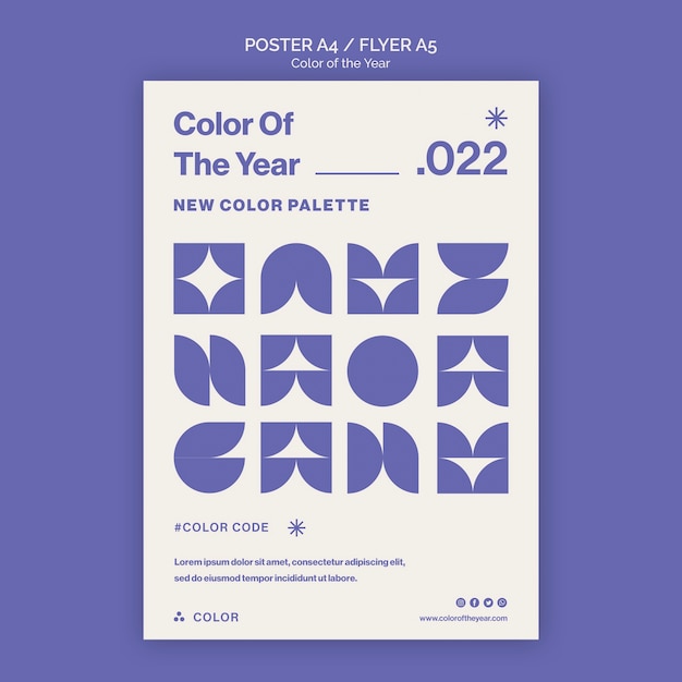 Cartel del color del año 2022 o plantilla de volante
