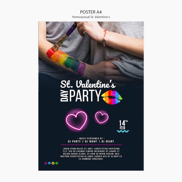 Cartel colorido para st. fiesta lgbt de san valentín con foto