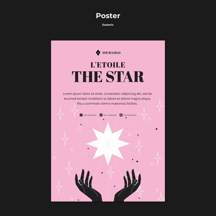 PSD gratuito el cartel del concepto esotérico de la estrella brillante
