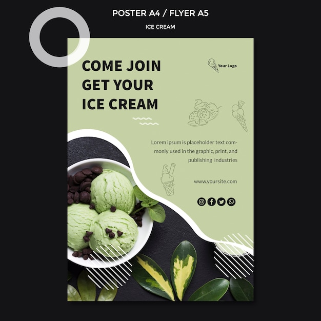 PSD gratuito cartel con concepto de helado