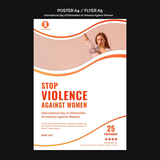 PSD gratuito cartel de concienciación sobre la violencia contra la mujer a4
