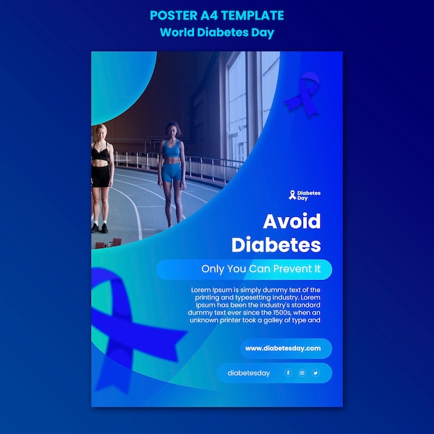 PSD gratuito cartel de concientización del día mundial de la diabetes.