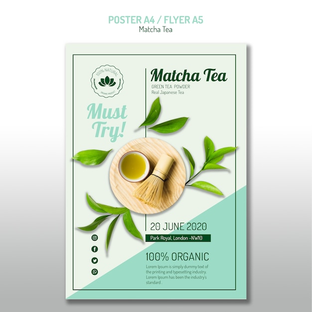 Cartel de delicioso té matcha