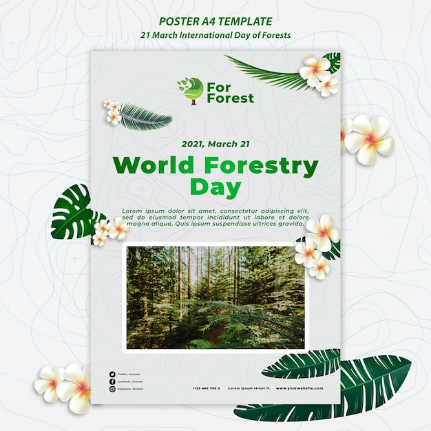 PSD gratuito cartel del día internacional de los bosques.