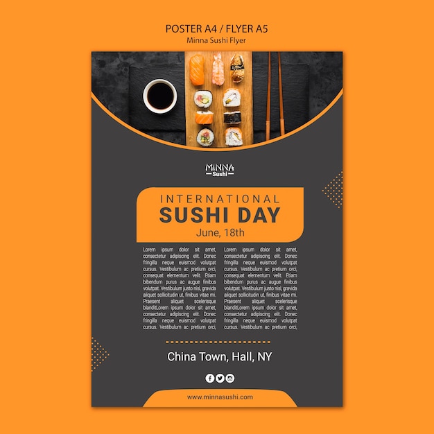 PSD gratuito cartel para el dia internacional del sushi