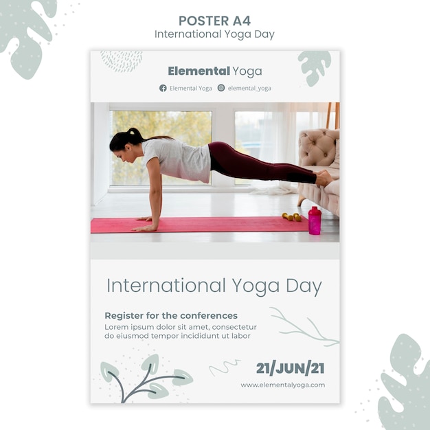 PSD gratuito cartel del día internacional del yoga