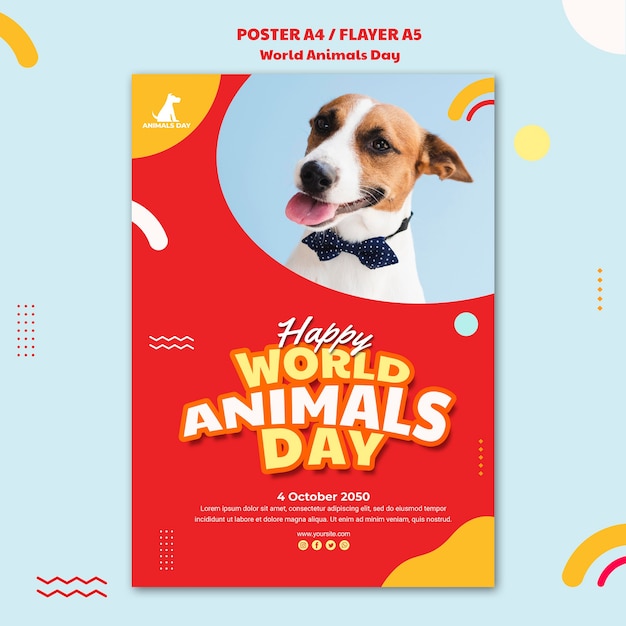 PSD gratuito cartel del día mundial de los animales