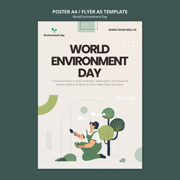 cartel del día mundial del medio ambiente con plantas a4