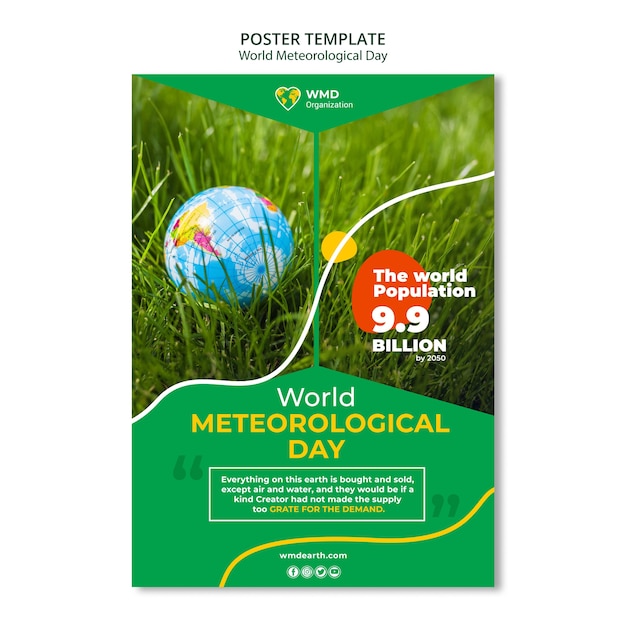 PSD gratuito cartel del día mundial de la meteorología.