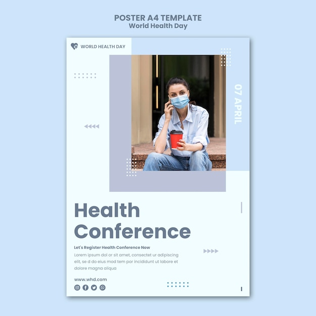 PSD gratuito cartel del día mundial de la salud