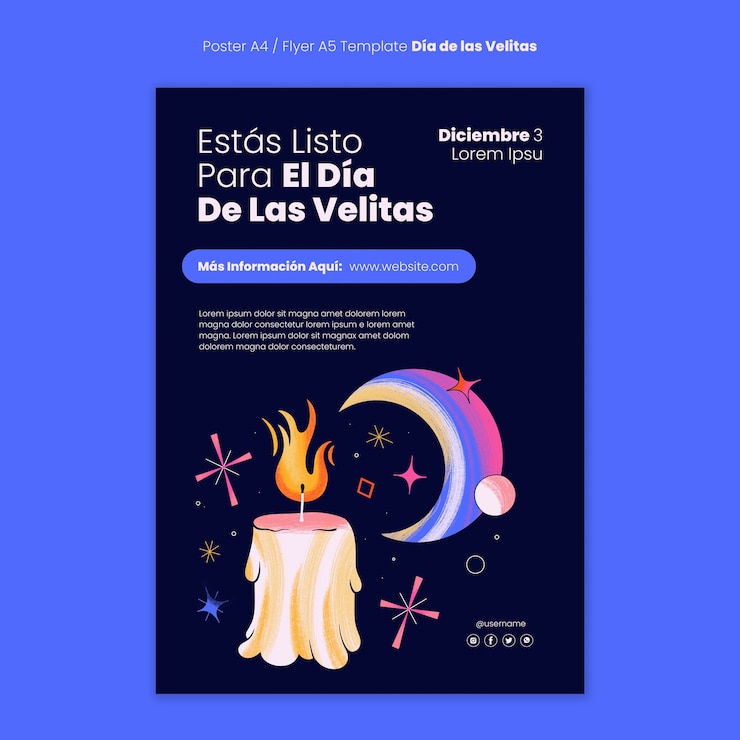 PSD gratuito cartel dia de las velitas dibujado a mano
