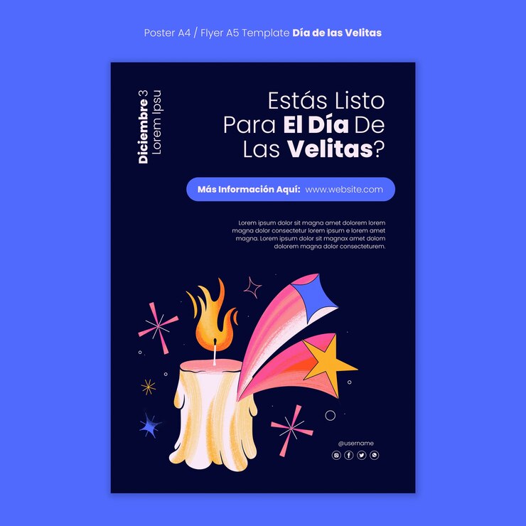 PSD gratuito cartel dia de las velitas dibujado a mano