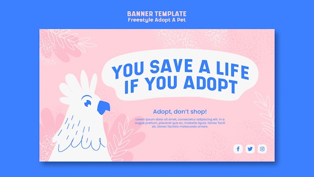 PSD gratuito cartel con diseño de mascota adoptiva