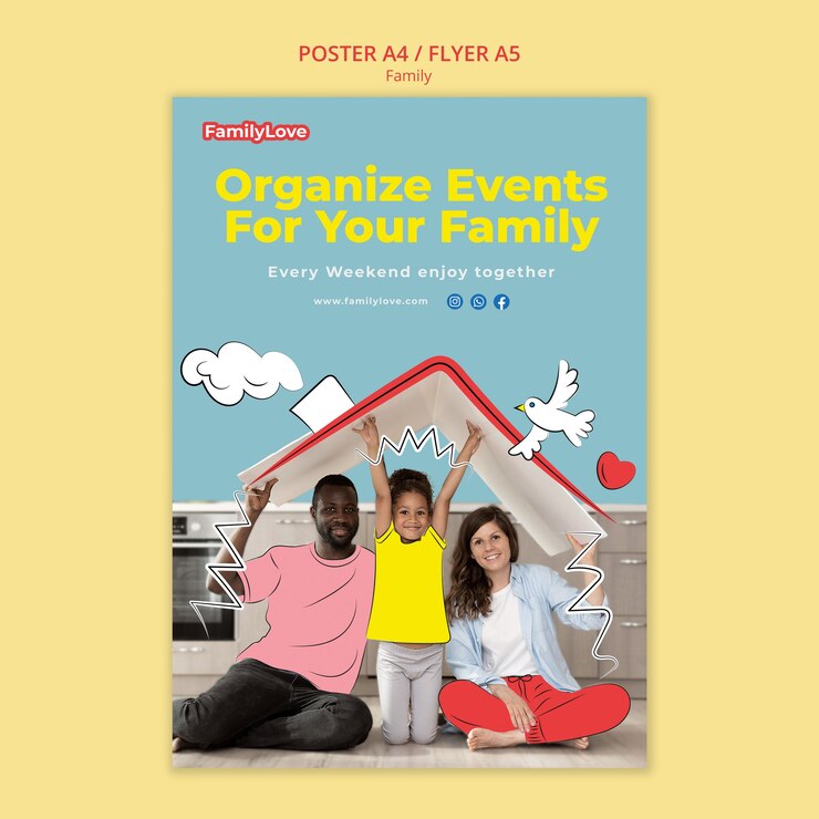 PSD gratuito cartel de evento de miembros de la familia.
