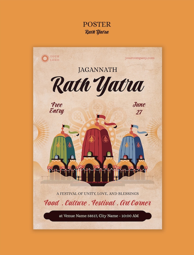 PSD gratuito el cartel del festival de rath yatra