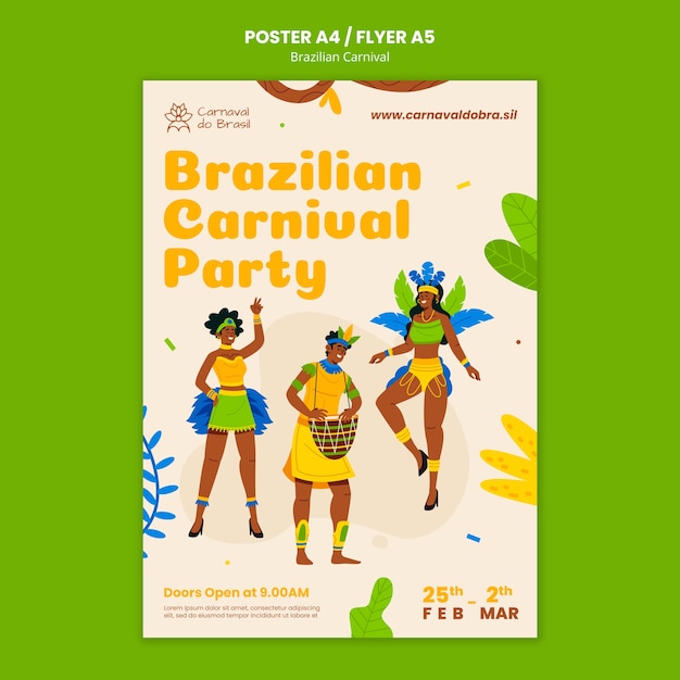 PSD gratuito cartel de fiesta de carnaval brasileño