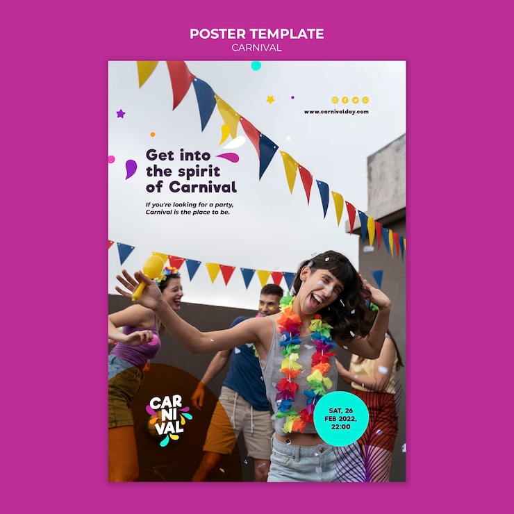 PSD gratuito cartel de fiesta de carnaval