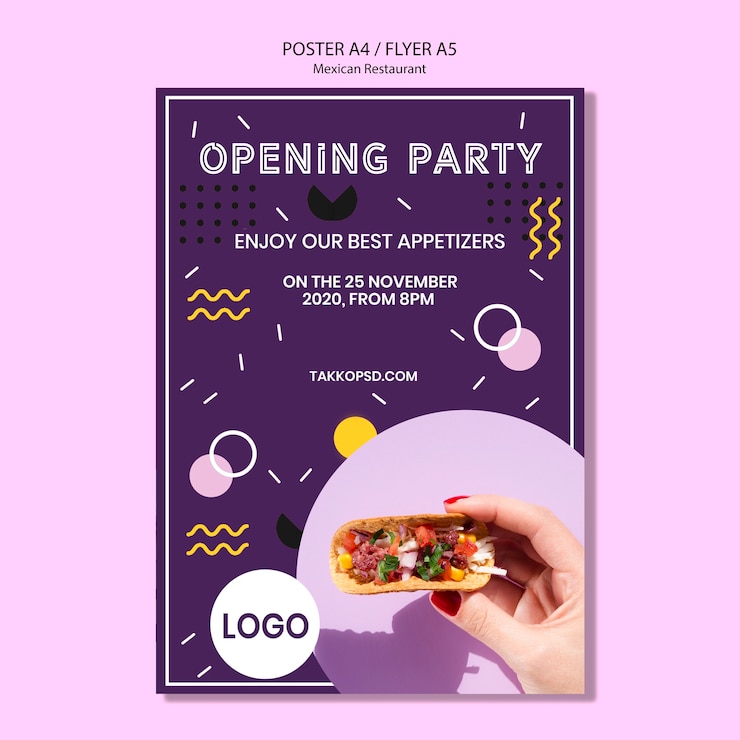PSD gratuito cartel de fiesta restaurante mexicano