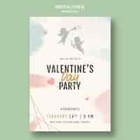 PSD gratuito cartel de fiesta de san valentín con ángeles