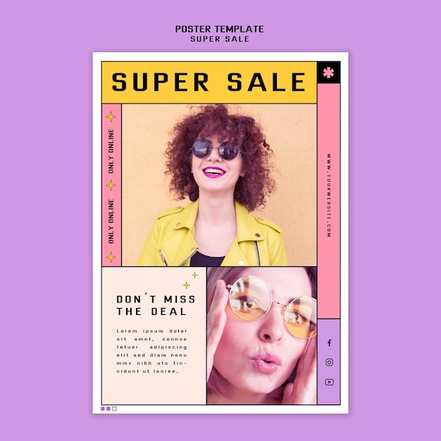 PSD gratuito cartel para gafas de sol super venta.