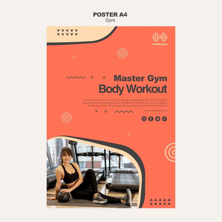 PSD gratuito cartel para hacer ejercicio en el gimnasio