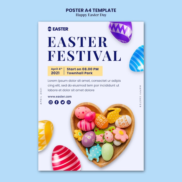 Cartel hermoso del evento del día de pascua