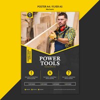 PSD gratuito cartel de herramientas eléctricas de trabajador manual de carpintero