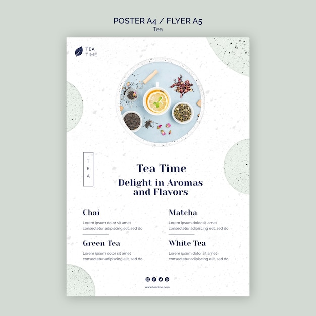 Cartel para la hora del té aromático.