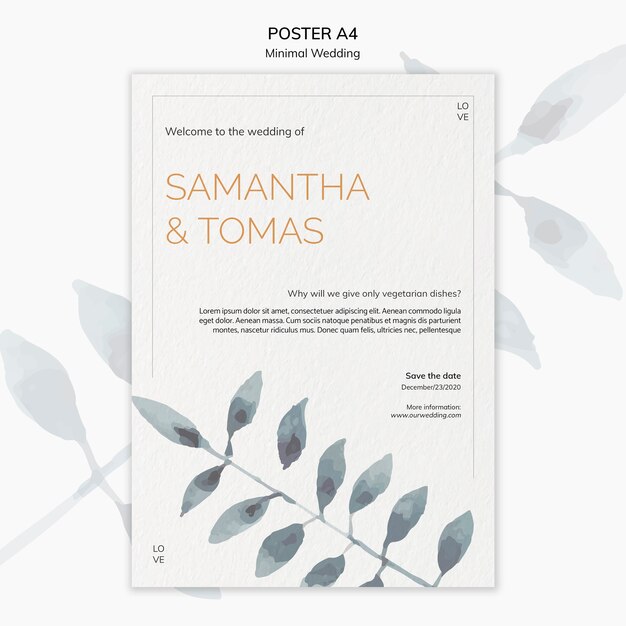 Cartel de invitación de boda mínima