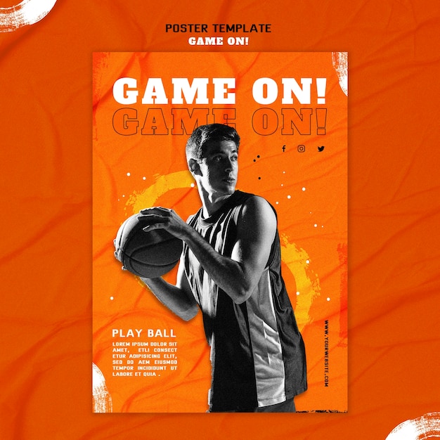 PSD gratuito cartel para jugar baloncesto