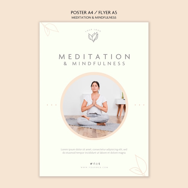 PSD gratuito cartel de meditación y mindfulness