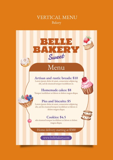 El cartel del menú dulce de la panadería Belle