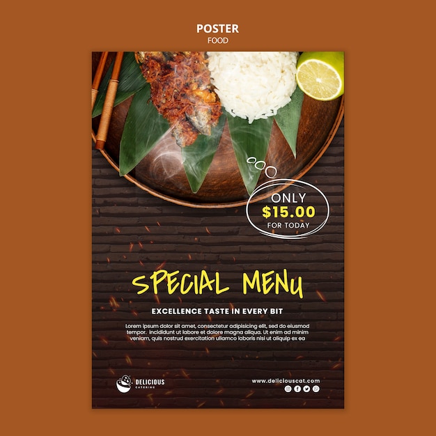 Cartel de menú especial de comida sabrosa