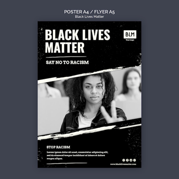 PSD gratuito cartel minimalista de materia de vidas negras