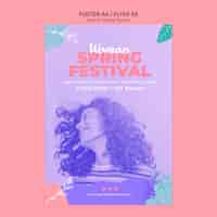 PSD gratuito cartel con mujer festival de primavera