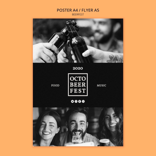 PSD gratuito cartel para octobeerfest