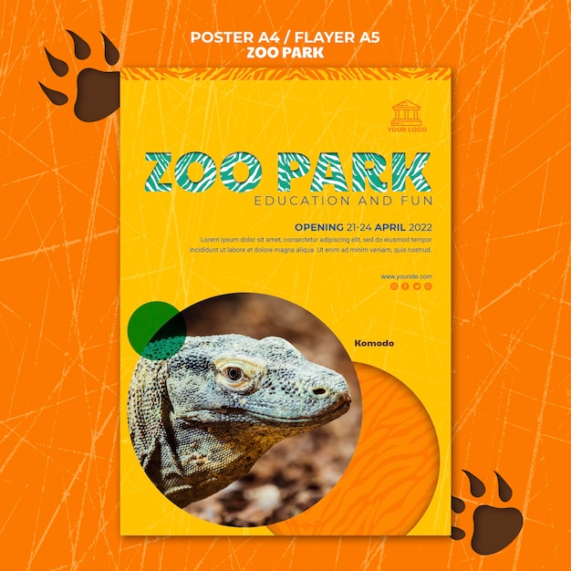 Cartel del parque zoológico con foto