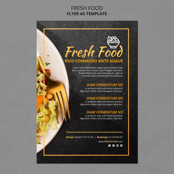 PSD gratuito cartel de plantilla de anuncio de comida fresca