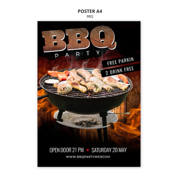 Cartel de plantilla de barbacoa a4