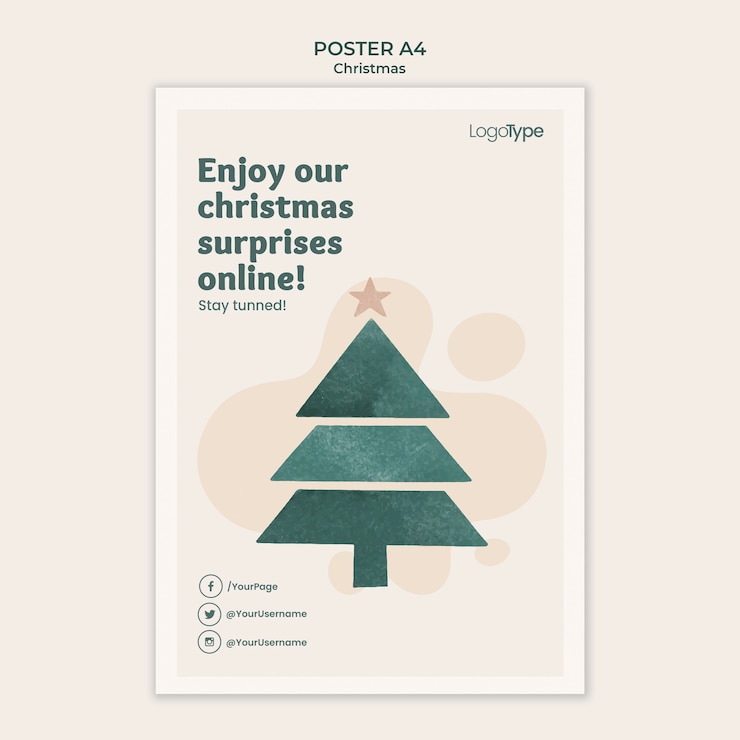 PSD gratuito cartel de plantilla de compras navideñas online