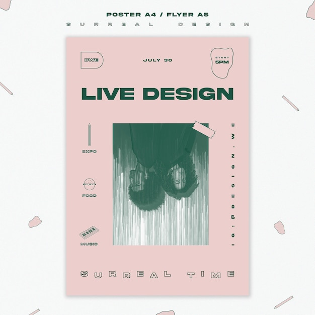 PSD gratuito cartel de plantilla de diseño surrealista