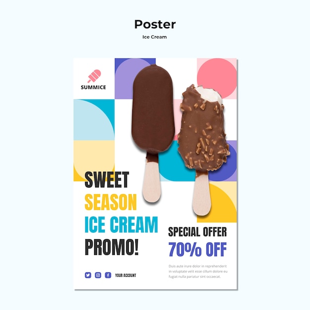 PSD gratuito cartel de plantilla de helado