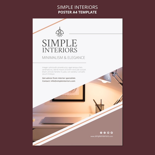 Cartel de plantilla de interiores simples