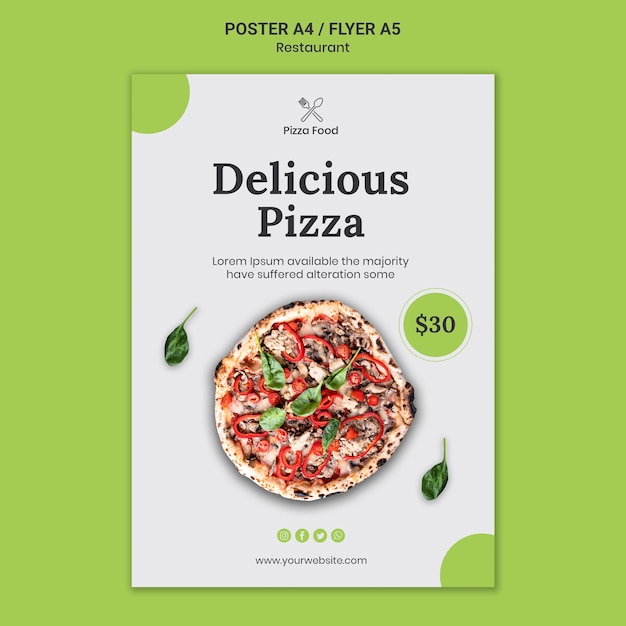 PSD gratuito cartel de plantilla de restaurante de pizza