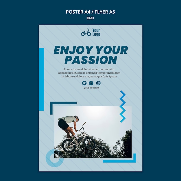 PSD gratuito cartel de plantilla de tienda de bmx