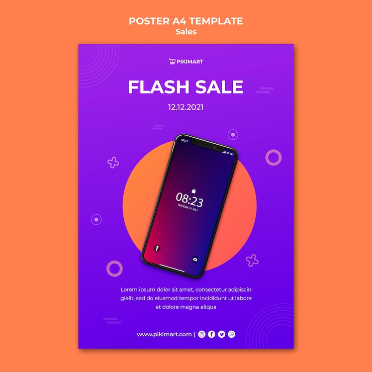 PSD gratuito cartel de plantilla de venta de compras