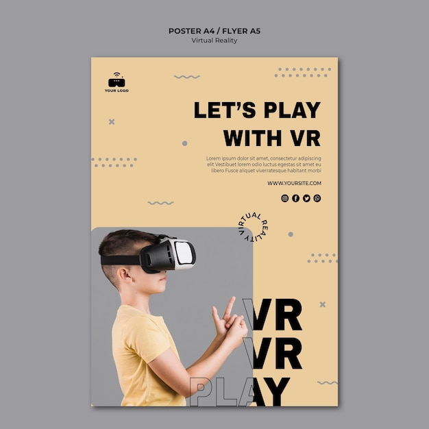 PSD gratuito cartel de realidad virtual