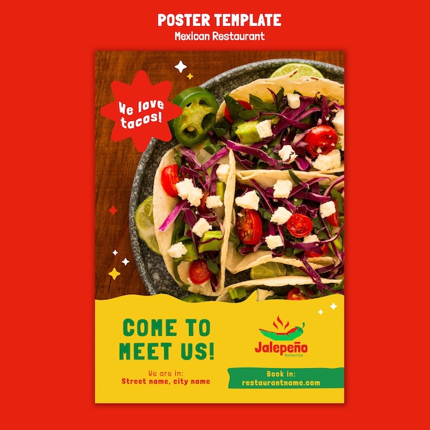 PSD gratuito cartel de restaurante mexicano