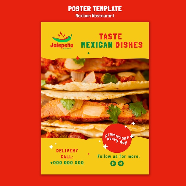 PSD gratuito cartel de restaurante mexicano